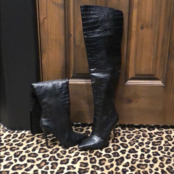 croc pattern boots
